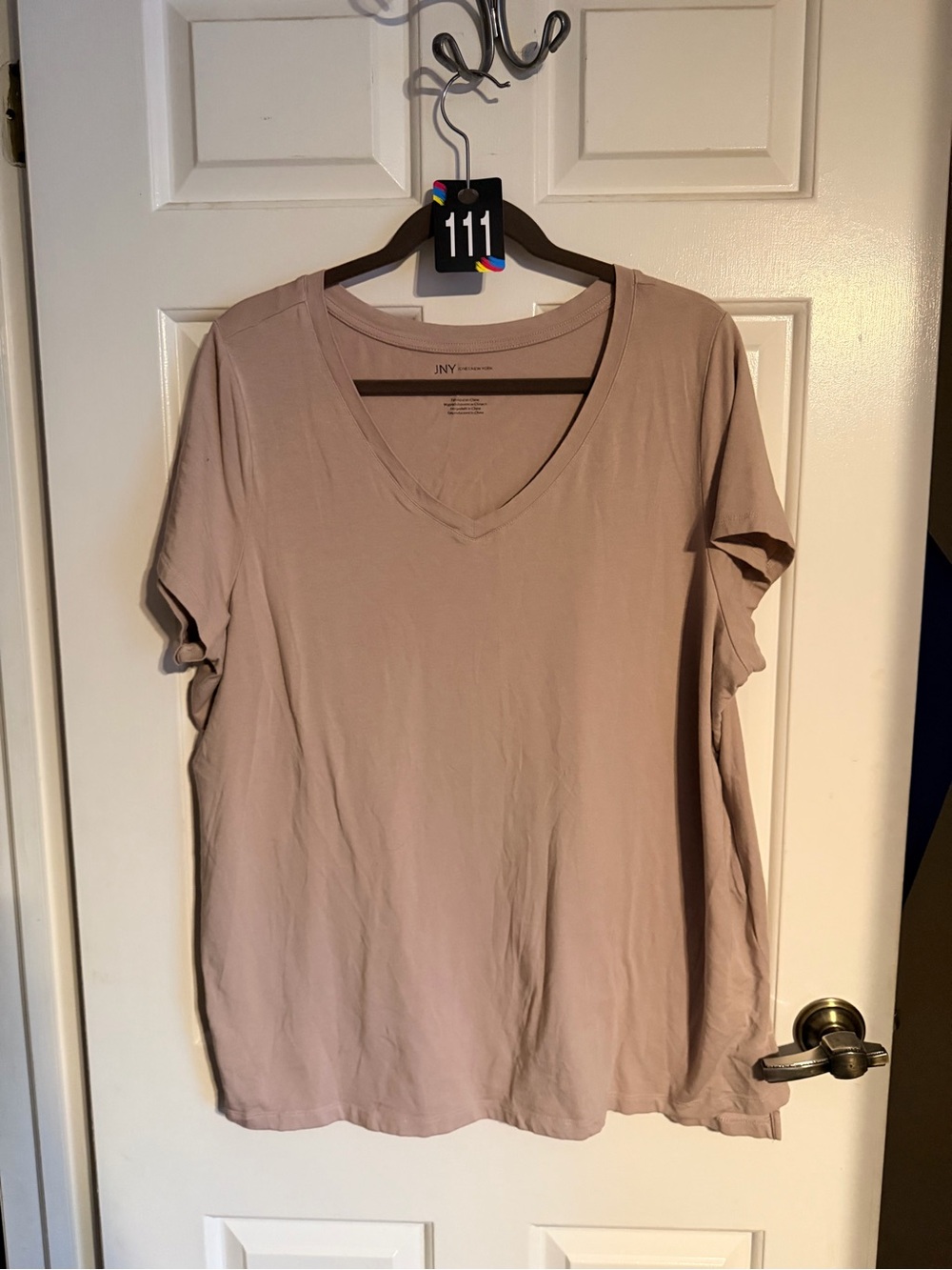 Jones New York Taupe V-Neck Short Sleeve Tee